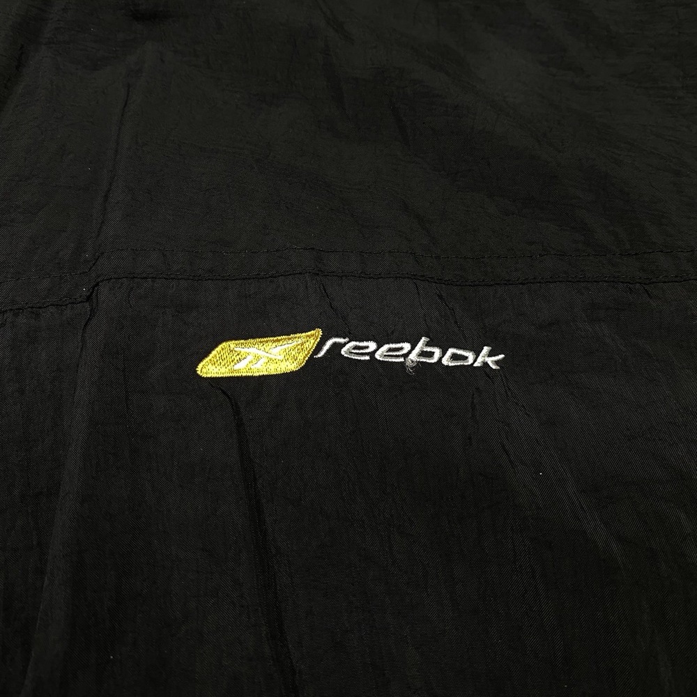 Vintage Reebok Retro Black Yellow Windbreaker Jacket Coat Reebok Tags Size M Y2K - Picture 3 of 9